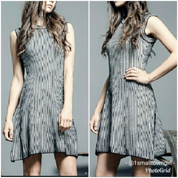 J.O.A. Dresses & Skirts - JOA fit and flair knit dress black & white NWT L